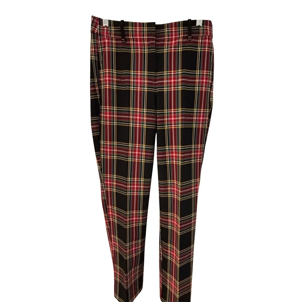 J. CREW Women's Size 4P Black Stewart‎ Tartan Stretch 